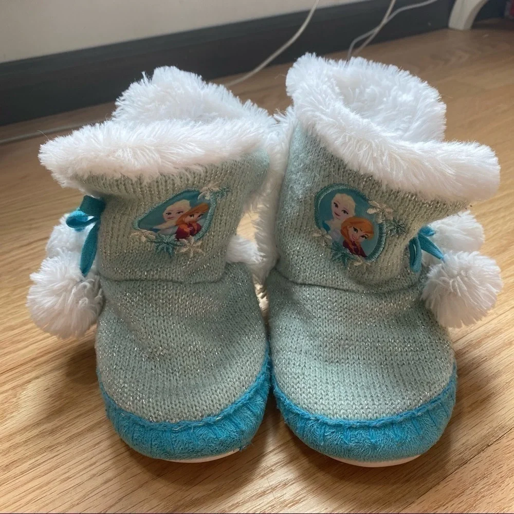 Disney Frozen Slipper Boots Silver Blue 9 10 Girls Toddler